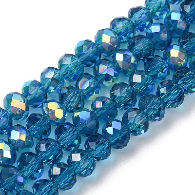 Electroplate Transparent Glass Beads Strands EGLA-A046-01A-10-1