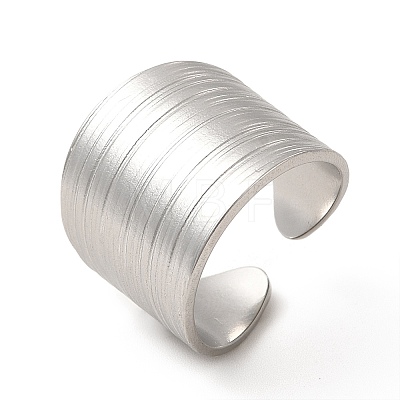 Non-Tarnish 304 Stainless Steel Textured Wide Open Cuff Ring for Women RJEW-E070-01P-1