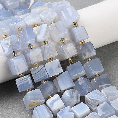 Natural Blue Lace Agate Beads Strands G-G053-B23-01-1