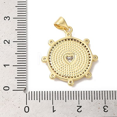 Sun with Heart Brass Micro Pave Cubic Zirconia Pendants KK-K385-077G-1