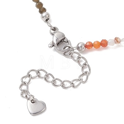 2MM Natural & Synthetic Mixed Gemstone Gradient Color Faceted Round Beaded Necklaces for Women NJEW-JN05865-04-1