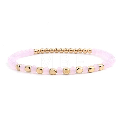 Narual Pink Jade & Synthetic Non-magnetic Hematite Beads Stretch Bracelets for Women KP6261-4-1