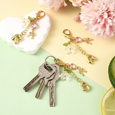 Brass & Alloy & Glass & Acrylic Pendant Decorations HJEW-YW00465-01-1