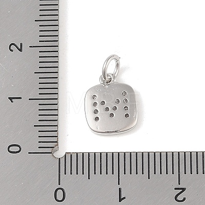 Rack Plating Brass Micro Pave CLear Cubic Zirconia Charms KK-E110-14P-M-1