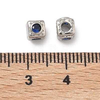 Cube Brass Micro Pave Cubic Zirconia Beads KK-B170-03P-1