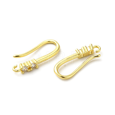Brass Micro Pave Clear Cubic Zirconia Earring Hooks ZIRC-R112-10G-1