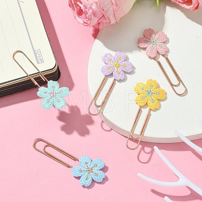 Polyester Embroidered Flower Bookmarks AJEW-JK00280-1