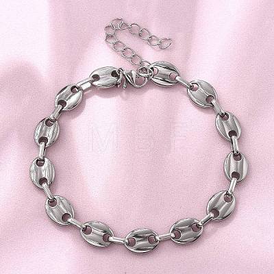 304 Stainless Steel Oval Link Chains Bracelets for Men & Women BJEW-D042-53P-1