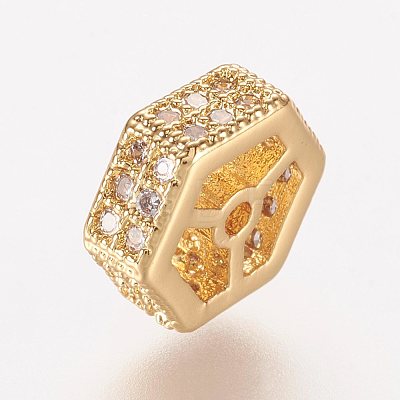 Brass Micro Pave Cubic Zirconia Beads ZIRC-K063-32G-1