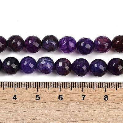 Faceted Natural Crackle Agate Beads Strands G-F447-8mm-G01-01-1