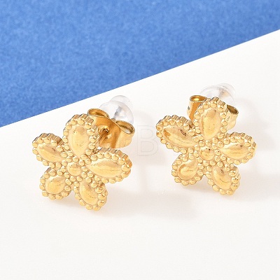 Flower 304 Stainless Steel Necklaces & Stud Earrings Sets for Women SJEW-K003-01G-1