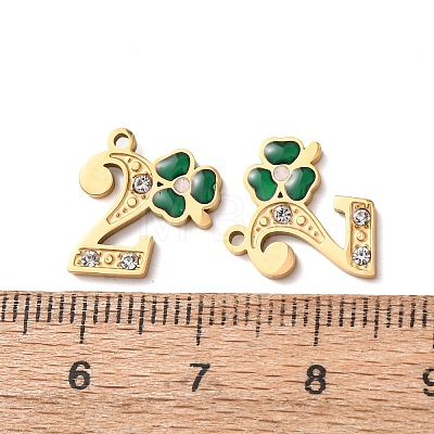304 Stainless Steel Enamel & Rhinestone Pendants STAS-B130-01G-2-1