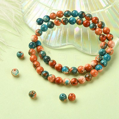 Synthetic Ocean White Jade Round Beads Strands G-YW0001-42B-1
