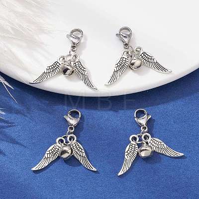 Alloy Wings and Iron Bell Pendant Decoration HJEW-JM01309-02-1
