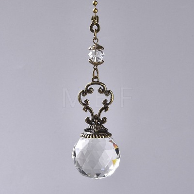Faceted Glass Round Big Pendant Decorations HJEW-F007-A05-1