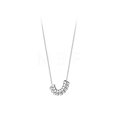 925 Sterling Silver Lucky Bead Rondelle Beaded Pendant Necklaces for Women FS-WGA8826-01-1