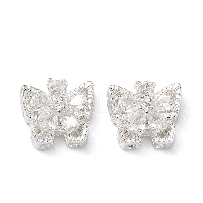Brass Micro Pave Cubic Zirconia Beads KK-C155-02S-01-1