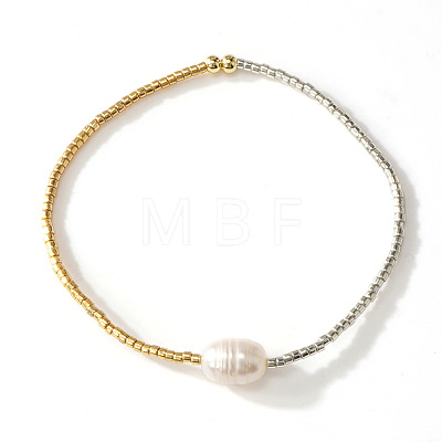 Imitation Pearl & Glass Seed Bead Stretch Bracelets for Women NJ9716-1-1