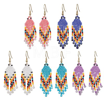 Bohemian Glass Seed Beads Dangle Earrings EJEW-MZ00338-1