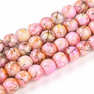 Baking Painted Glass Beads Strands DGLA-N003-8mm-B02-1