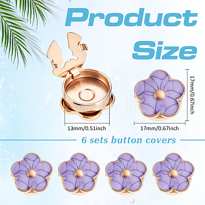 6Pcs Flower Alloy Cufflinks BUTT-ME0001-49-1