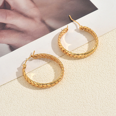 Ring with Wheat Stainless Steel Hoop Earrings KR5657-1