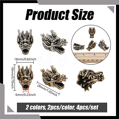4Pcs 2 Colors Brass Beads KK-NB0004-29-1