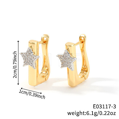 Brass Clear Cubic Zirconia Hoop Earrings PP3741-1-1