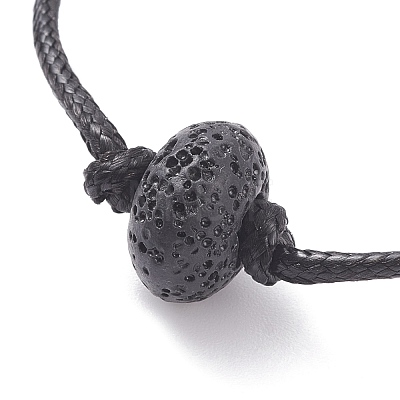 Natural Lava Rock Beaded Cord Bracelet BJEW-JB07681-1