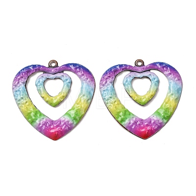 Rainbow Color Printed Iron Pendants RN-CBA3547-03C-1
