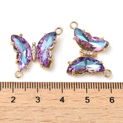 Brass Pave Faceted Glass Connector Charms X-FIND-Z020-04G-1