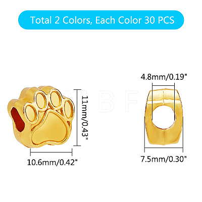 Tibetan Style Zinc Alloy Dog Paw Prints European Beads MPDL-PH0001-07-RS-1