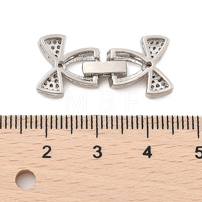 Brass Micro Pave Clear Cubic Zirconia Fold Over Clasps KK-C075-04P-1