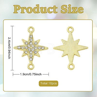 10Pcs Zinc Alloy Crystal Rhinestone Connector Charms ALRI-YW0001-43-1
