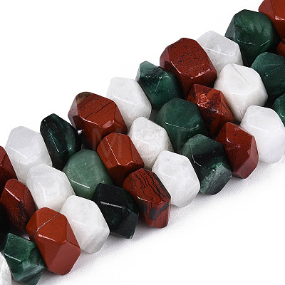 Natural Fuchsite & Red Jasper & Rainbow Moonstone Beads Strands G-T144-16A-01-1