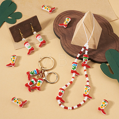 5Pcs Boot Baking Paint Glass Enamel  Beads LAMP-TADJ0001-08A-1