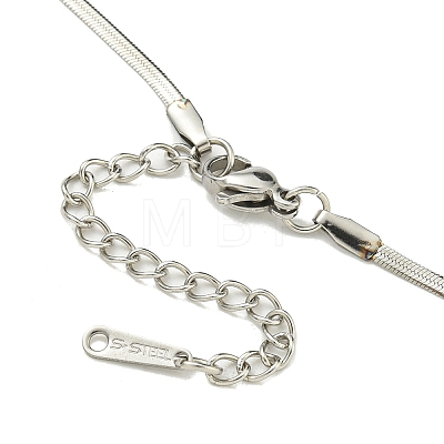 Non-Tarnish 304 Stainless Steel Flat Snake Chain Bowknot Pendant Necklaces NJEW-Z041-07P-1