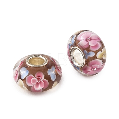 Lampwork & Brass Core European Beads LAMP-P019-01P-15-1