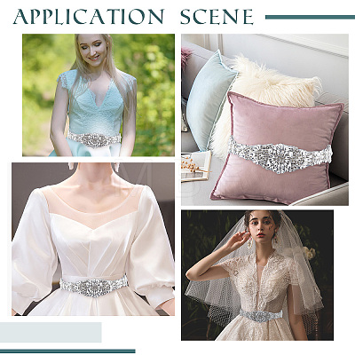 Fingerinspire Crystal Rhinestones Wedding Dress Belt DIY-FG0002-47-1