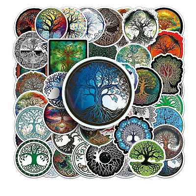 PVC Self-adhesive Tree of Life Cartoon Stickers TREE-PW0004-10-1