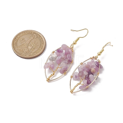 Natural Lilac Jade Chips Tree of Life Dangle Earrings EJEW-JE05730-03-1