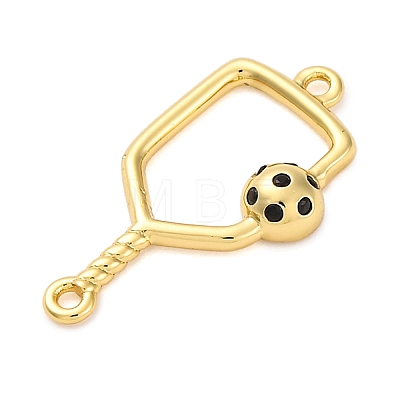 Brass Black Enamel Connector Charms KK-NH0005-02G-1