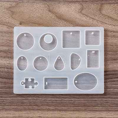 Geometrical Shape & Puzzle Piece Pendant Silicone Molds DIY-D076-03-1