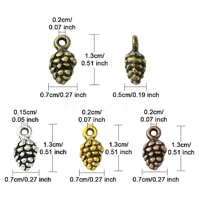 48Pcs 4 Colors Tibetan Style Alloy Pendants TIBEP-YW0001-80-1