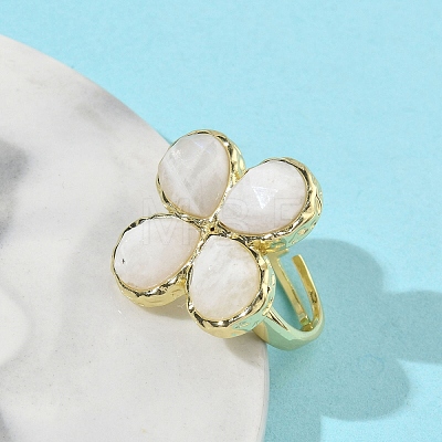 Natural Gemstone Faceted Adjustable Finger Rings for Women RJEW-A092-01G-1