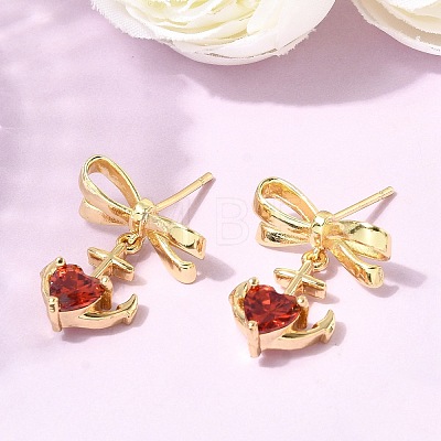 Brass Micro Pave Cubic Zirconia Stud Dangle Earring EJEW-H108-20A-G-1