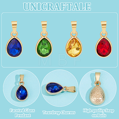 Unicraftale 24Pcs 4 Color Faceted Glass Pendant PALLOY-UN0001-19-1