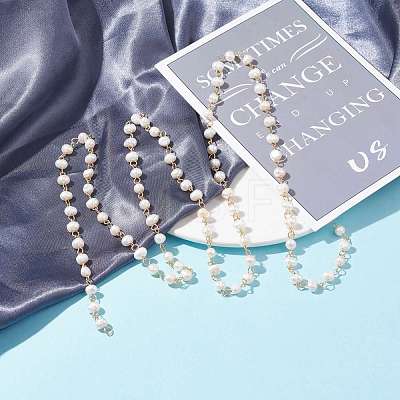 Handmade Natural Freshwater Pearl Beaded Chains AJEW-JB01088-01-1