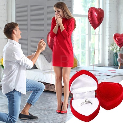 Valentine's Day Velvet Ring Storage Boxes AJEW-CL0004-89B-1