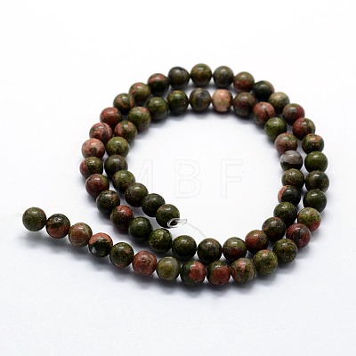 Natural Unakite Beads Strands G-I199-08-4mm-1